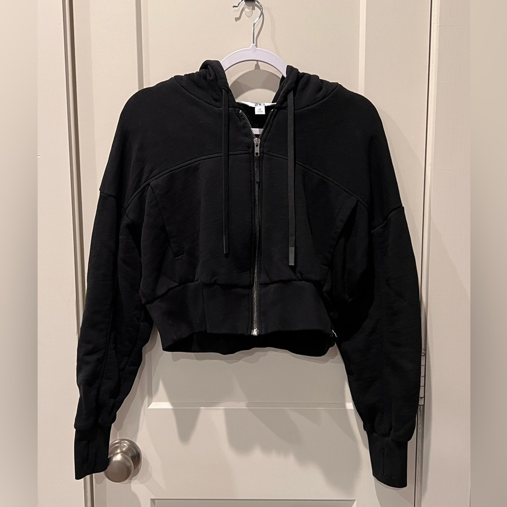 JoyLab Black Cropped Hoodie with Zip